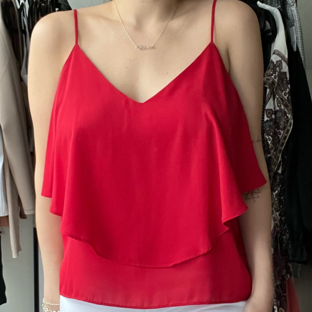 Red layered blouse